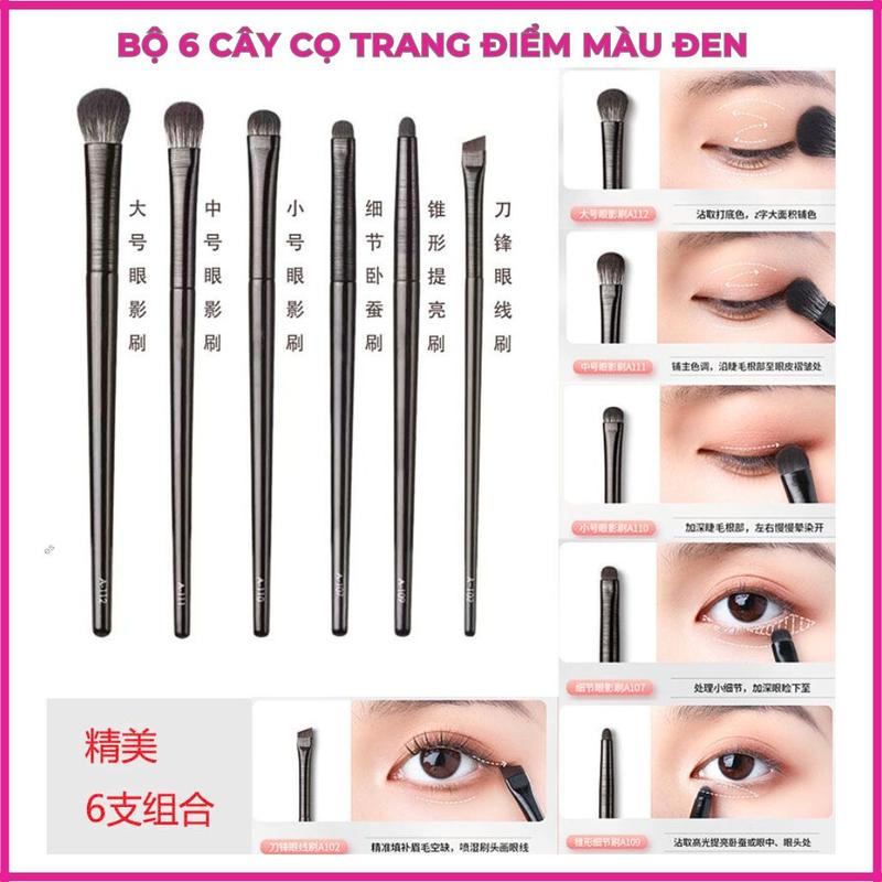 Bộ 6 cây cọ trang điểm cá nhân màu đen