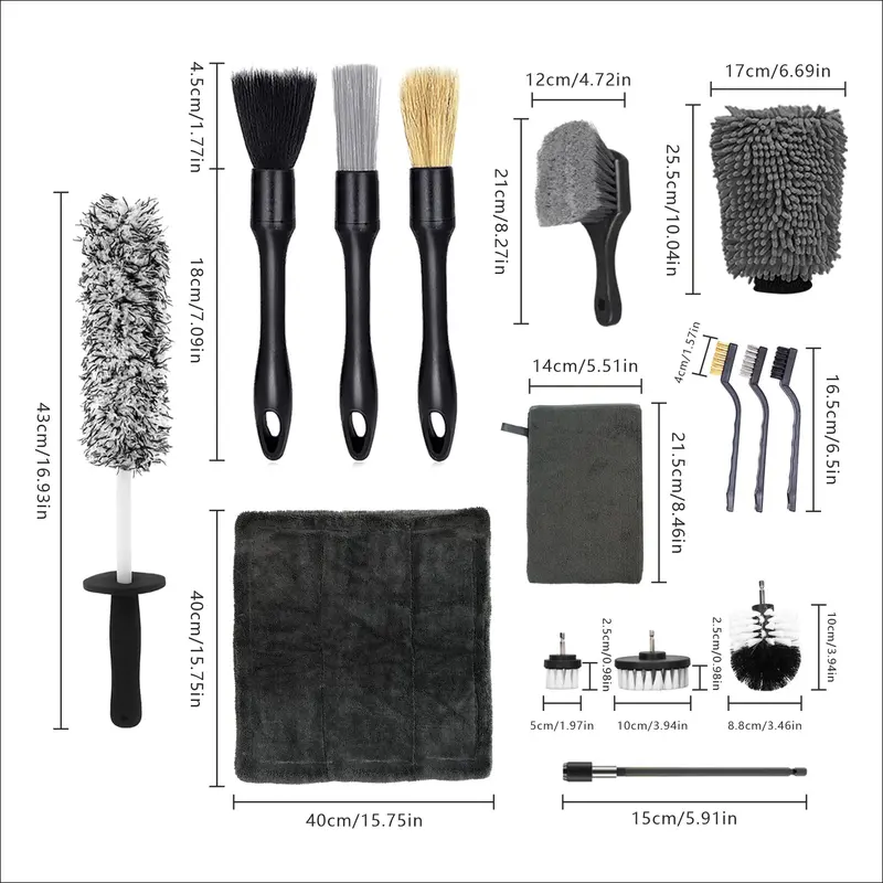 Car Cleaning Tool Set, 15pcs/set Car Detailing Brush Set, Car Wash Brush Set, Car Cleaning Kit, Professional Car Cleaning Tools 1