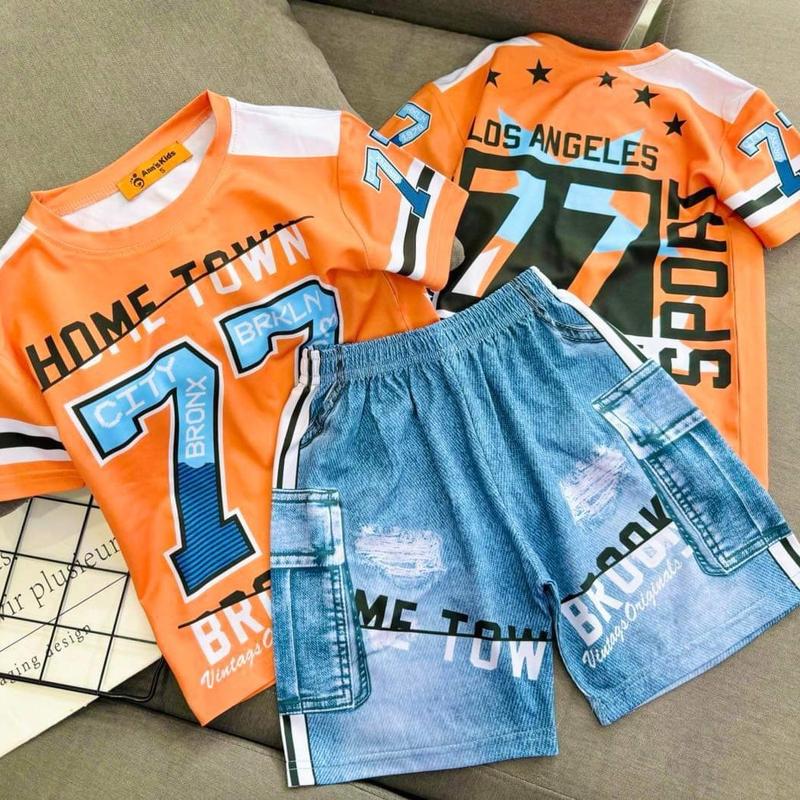 46-66kg bộ quần áo cộc quần đùi cho bé trai mặc nhà mặc đi chơi chất thun lạnh mặc mát