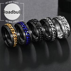 ROADBULLメンズパンクスタイルのチェーンデザインリングは,スタイリッシュでエレガントなジュエリーであり,パーティー,毎日のファッションアクセサリー,誕生日プレゼントに最适です. アイス ドアウト チェーン メン アク 海外 アクセサリー メンズ リング カスタム ジュエリー