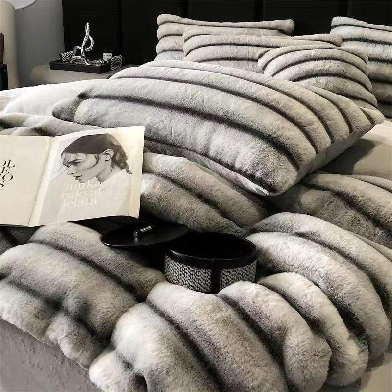  Bộ Chăn Ga Gối Nỉ Lông Hồ Ly 4 Món Cao Cấp Siêu Mềm Mại. Set Gồm : 2 Vỏ Gối Đầu  1 Ga  1 Vỏ Chăn 