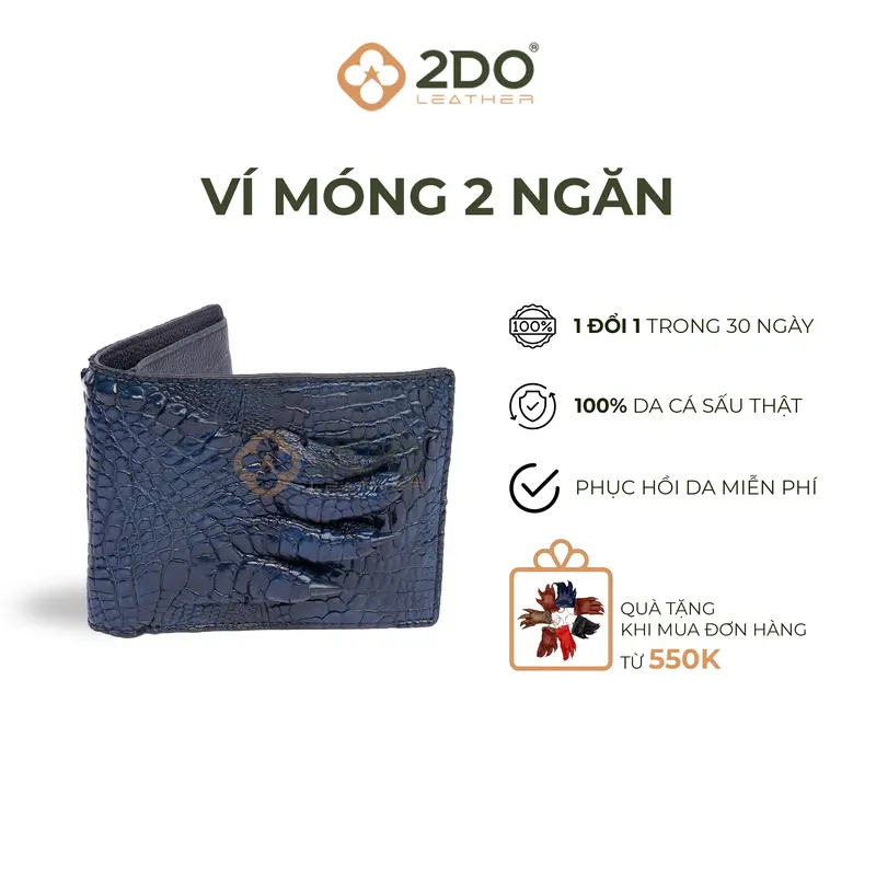 Ví Móng Da Cá Sấu Nam Da Thật 12.5cmx9.5cm 0