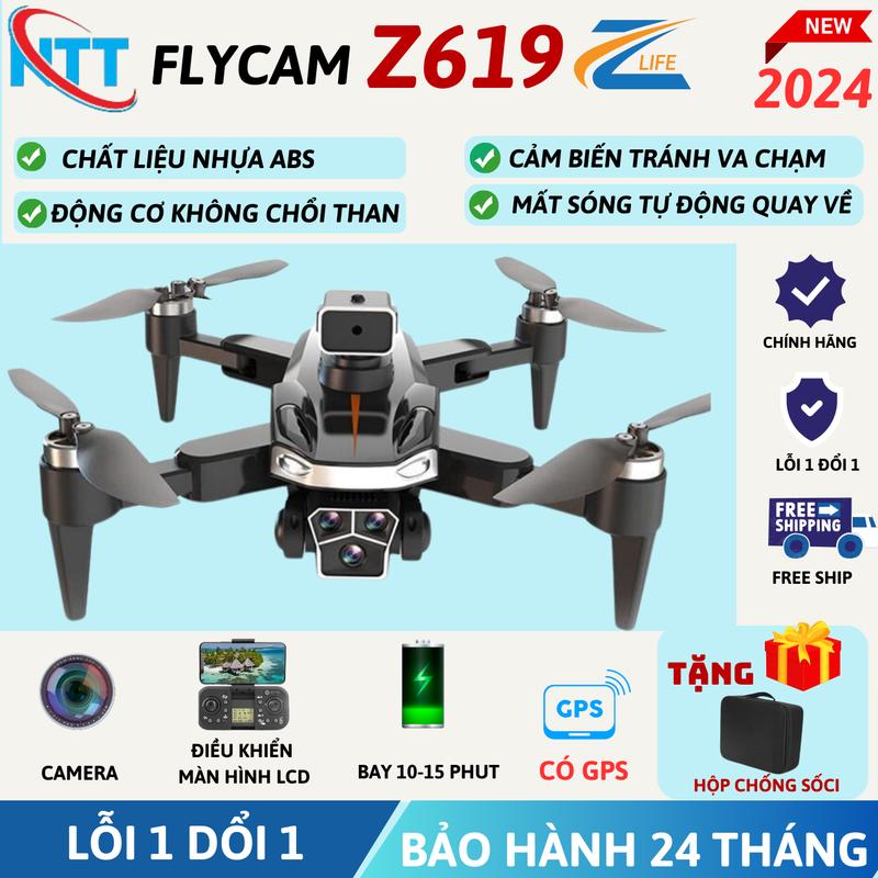 Flycam Mini Drone Giá Rẻ Có GPS Z619 Pro Max Động Cơ Không Chổi Than, Cảm Biến Chống Va Chạm, Thời Gian Bay Lên Tới 10-15 phút, Flycam giá rẻ cho anh em bay mà không sợ mất flycam