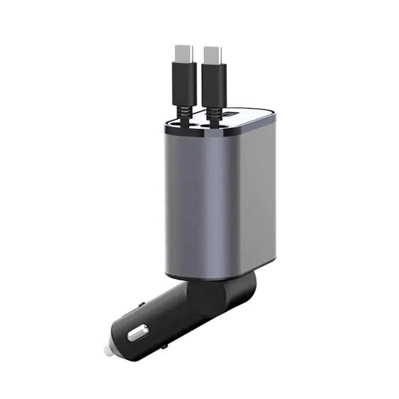 Tẩu Sạc Nhanh Ô Tô 120W 4 trong 1 Bộ Sạc xe hơi USB Type-C cho Điện Thoại - Có Dây Sạc Rút Gọn Thông Minh Tiện Ích Phụ Kiện 4