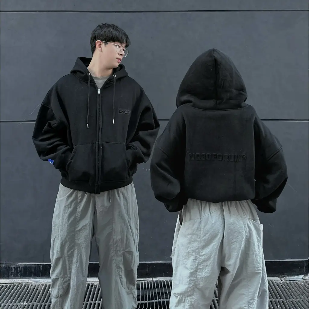 Áo Hoodie Boxy NQ30 FORUM, Áo Khoác Hoodie Zip BOXY Dập Nổi, In Nổi ,Có Túi Trong Thời Trang 2024 Carshop