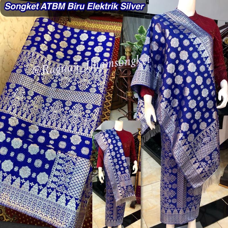 Songket Murah Biru Cantik Manis /Songket Atbm/ songket Tenun Mesin palembang Murah /ilham songket palembang 6