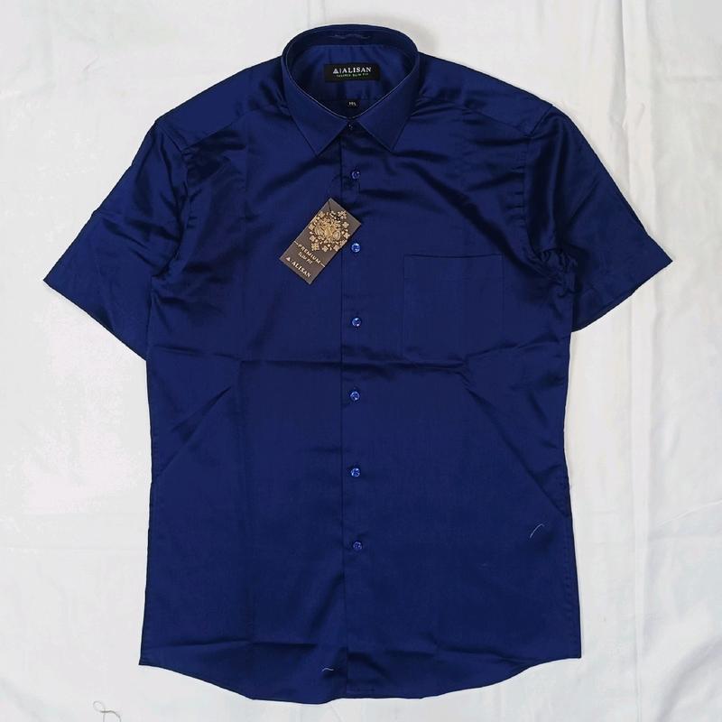 Kemeja Pria Alisan Premium Katun Pendek Slimfit Hitam Marun Navy Glossy 1
