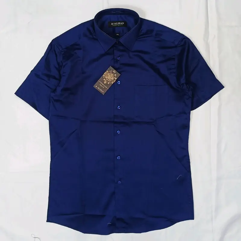Kemeja Pria Alisan Premium Katun Pendek Slimfit Hitam Marun Navy Glossy 1