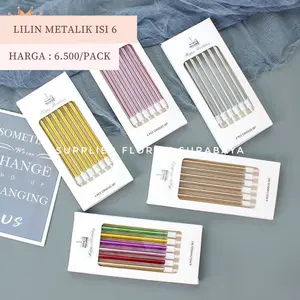 SFS - LILIN BATANG WARNA GOLD, SILVER, COLORFUL ISI 6 PCS PER PACK