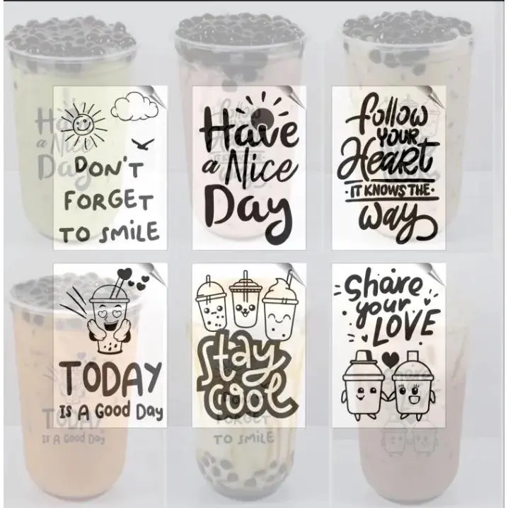 SRTIKER Stickers minuman transparan stiker Qoutes  kekinian isi 100 pcs MINUMAN