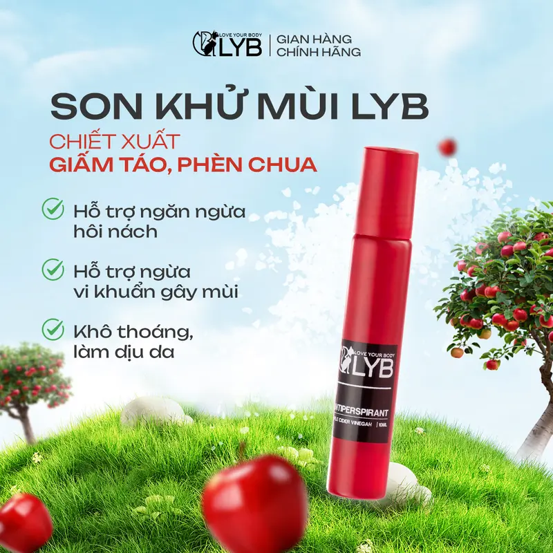 Lăn Khử Mùi & Dưỡng Sáng Son Nách LYB Hương Táo Đỏ - Dưỡng Sáng Nách, Giảm Tiết Mồ Hôi 10ml 1