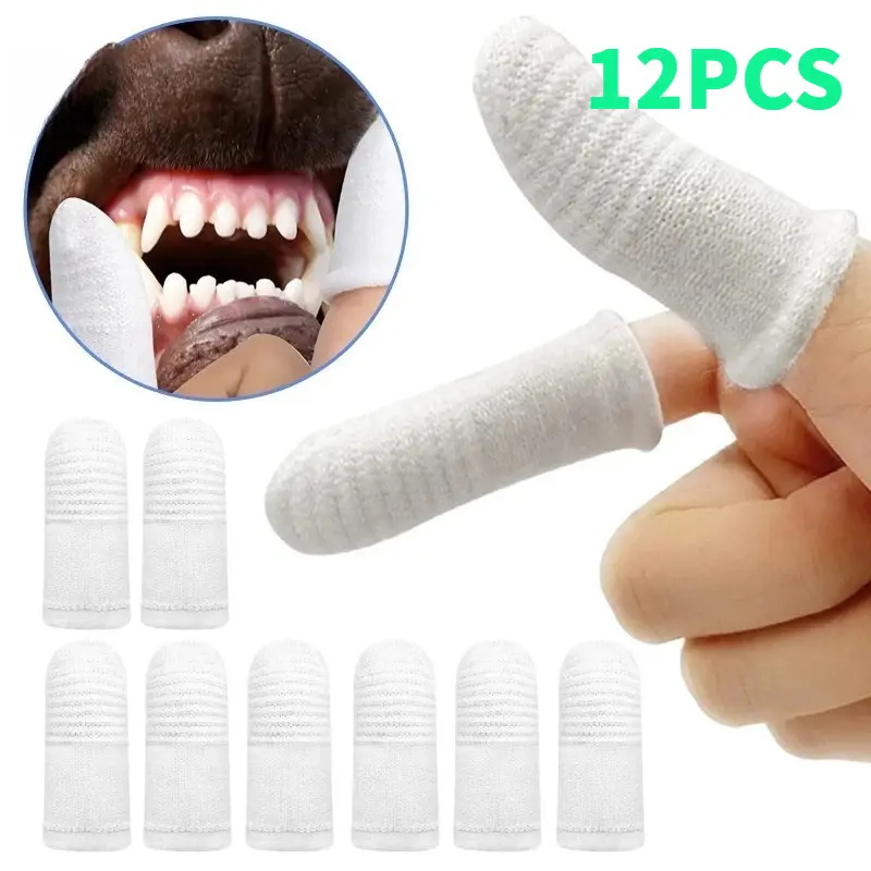 12pcs Dog Finger Toothbrush, Pet Finger Brush For Teeth Cleaning, Pets Oral Care Tool