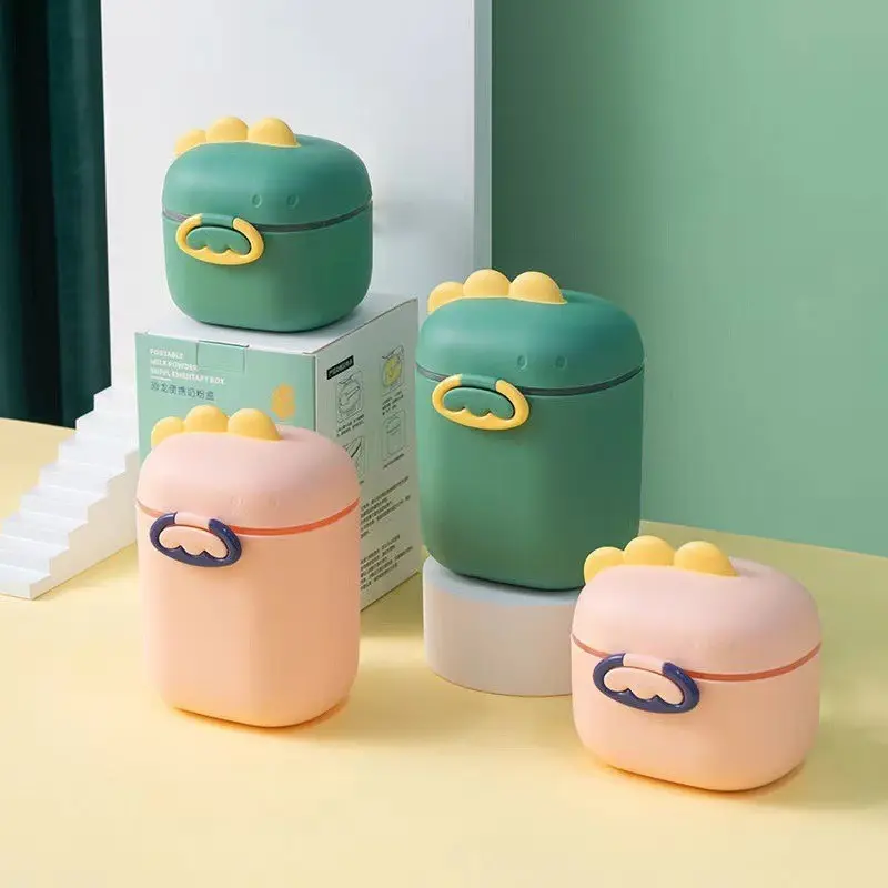 Tempat Susu Bubuk Bayi Motif Dino 800ml GRATIS Sendok Wadah Penyimpanan Makanan Snack Buah Biskuit Food Grade Anti Tumpah GK