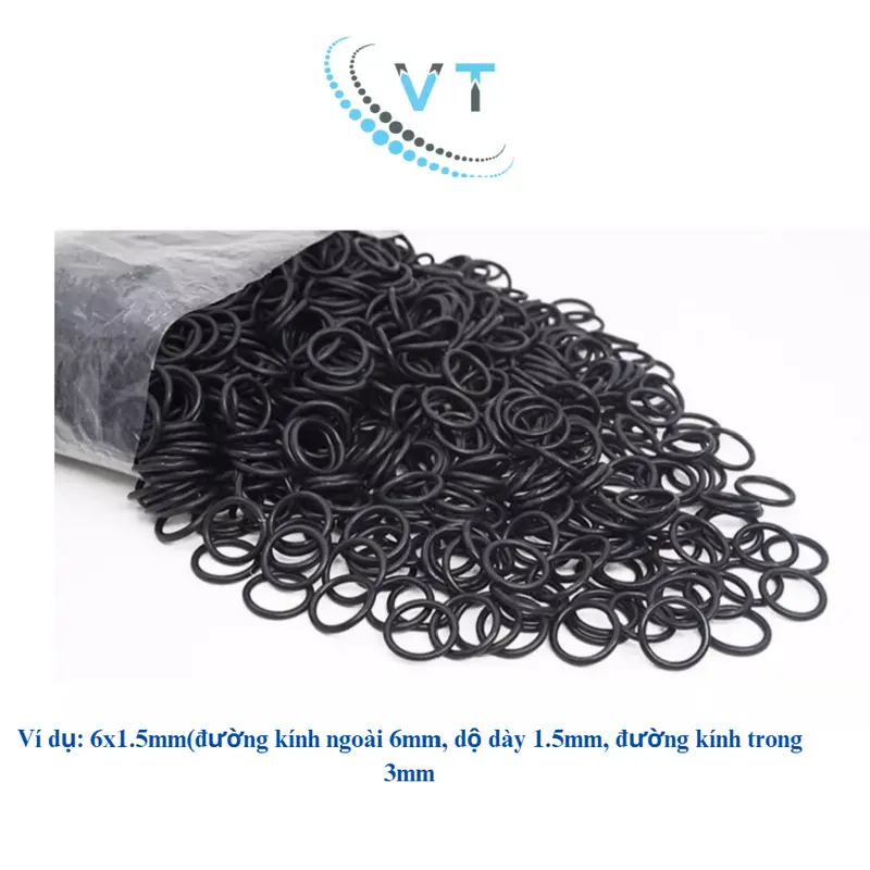 Gioăng cao su Oring NBR, Dày 1.5mm, Đường kính ngoài từ 6mm đến 20mm(túi 20 sợi) 0