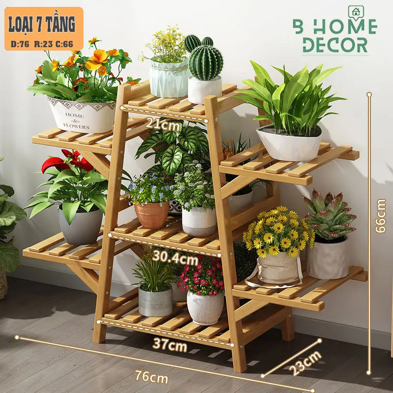 Kệ Gỗ nhiều tầng để chậu hoa cây cảnh, trong nhà và ngoài trời BD07 4