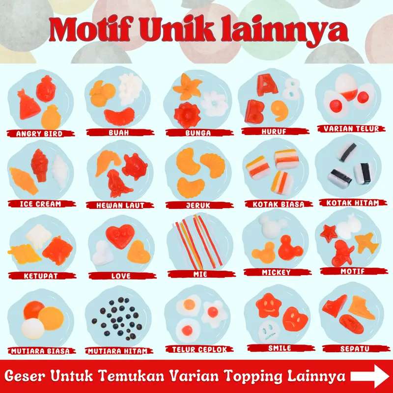 Jelly Motif Karakter Topping Minuman - Jelly Bentuk Jeruk Cocok Untuk Semua Minuman | Popping Boba Meletus Pecah Dimulut Nata Jelly 2