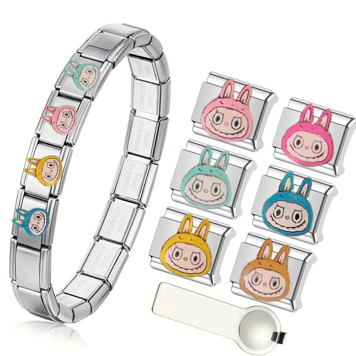 Crossborder 2025 New Cartoon Rabbit Labubu Italy Bracelet Charm