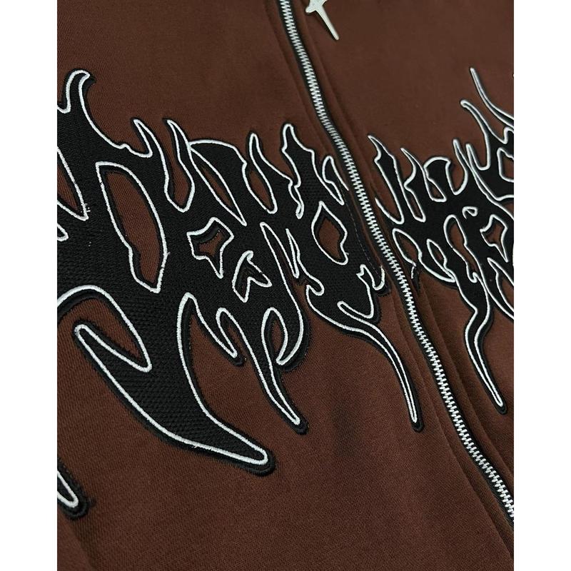 Áo Hoodie Zip Up, Phong Cách Grunge, Thời Trang Đường Phố, In Chữ, Áo Dài Tay, Gothic Punk Y2k, Thích Hợp Cho Mùa Thu Và Mùa Đông, Áo Hoodie Nữ, Áo Nữ Menswear Tay Dài Áo Nỉ Dài 3
