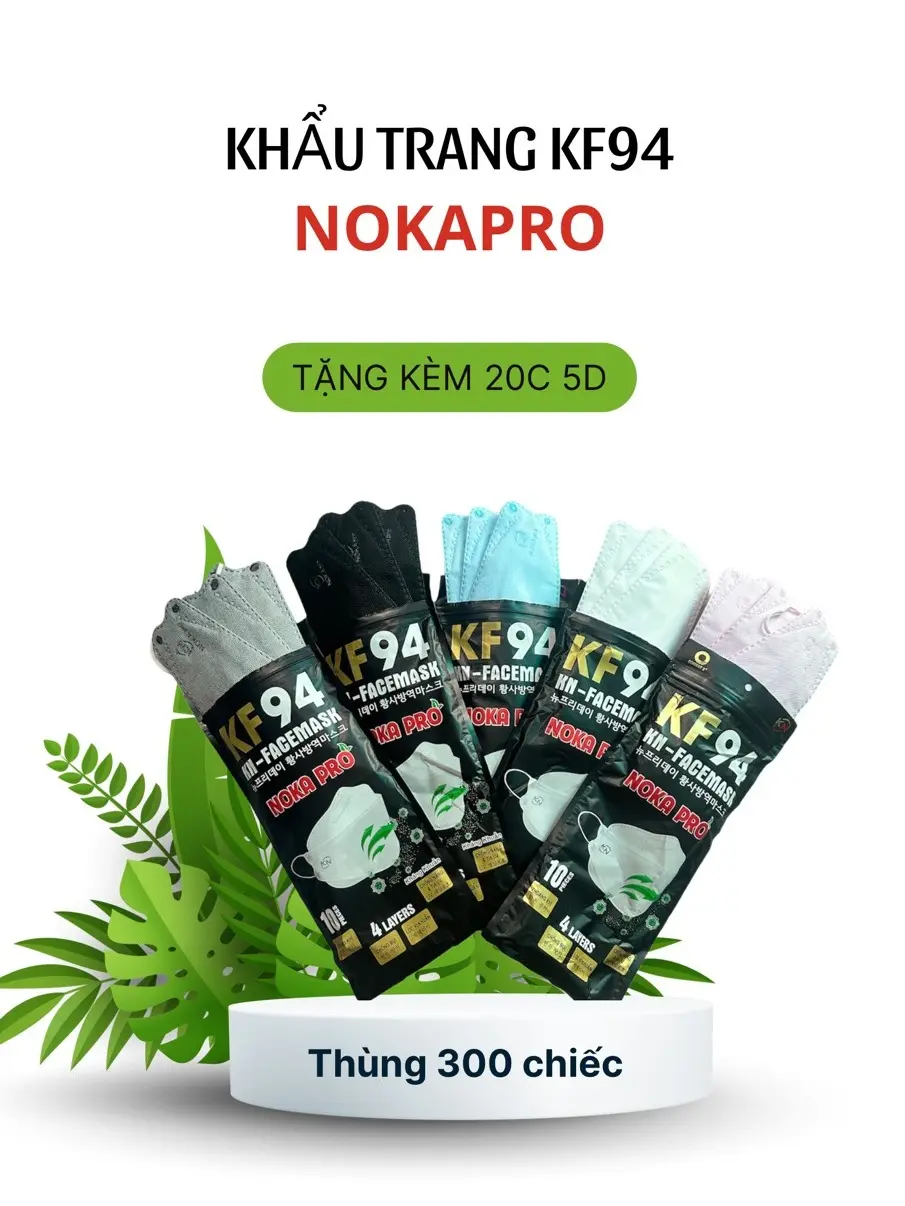 300 chiếc [tặng 20 chiếc 5D] khẩu trang KF94 Noka pro chính hãng