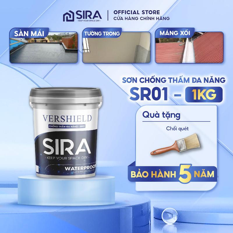 [1KG] Sơn chống thấm SIRA - Đa năng SR01 - Sơn chống thấm sàn mái, tường trong, trần nhà, bể nước, gạch men, chong tham nuoc tốt