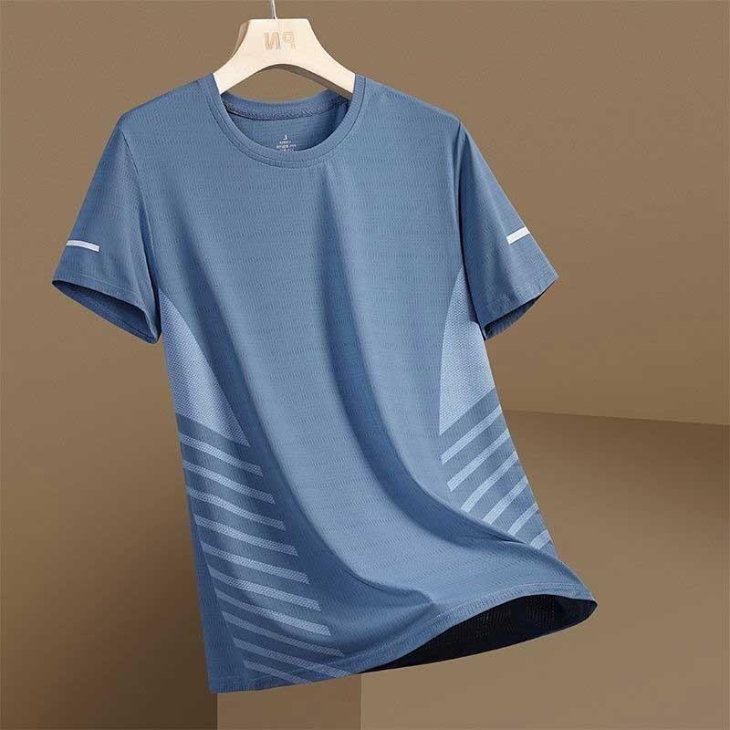 Product Introduction of Men's Dri-fit Shirt Fashion Quick-Dry Solid Color Ice Silk Mesh T Shirt Summer Cool Short Sleeve Casual Dri-Fit Basic Tops for Men 8