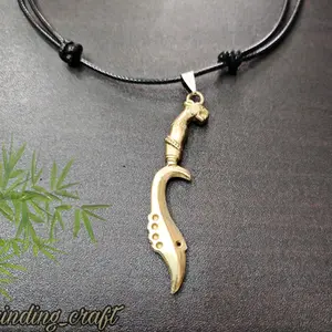 kalung kujang besi cor liontin kujang kalung tali korea