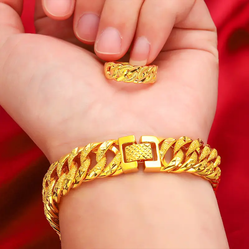 Boss Style Unisex Bracelet – Brushed Gold-Tone Brass with Large Buckle, Gym & Office Essential