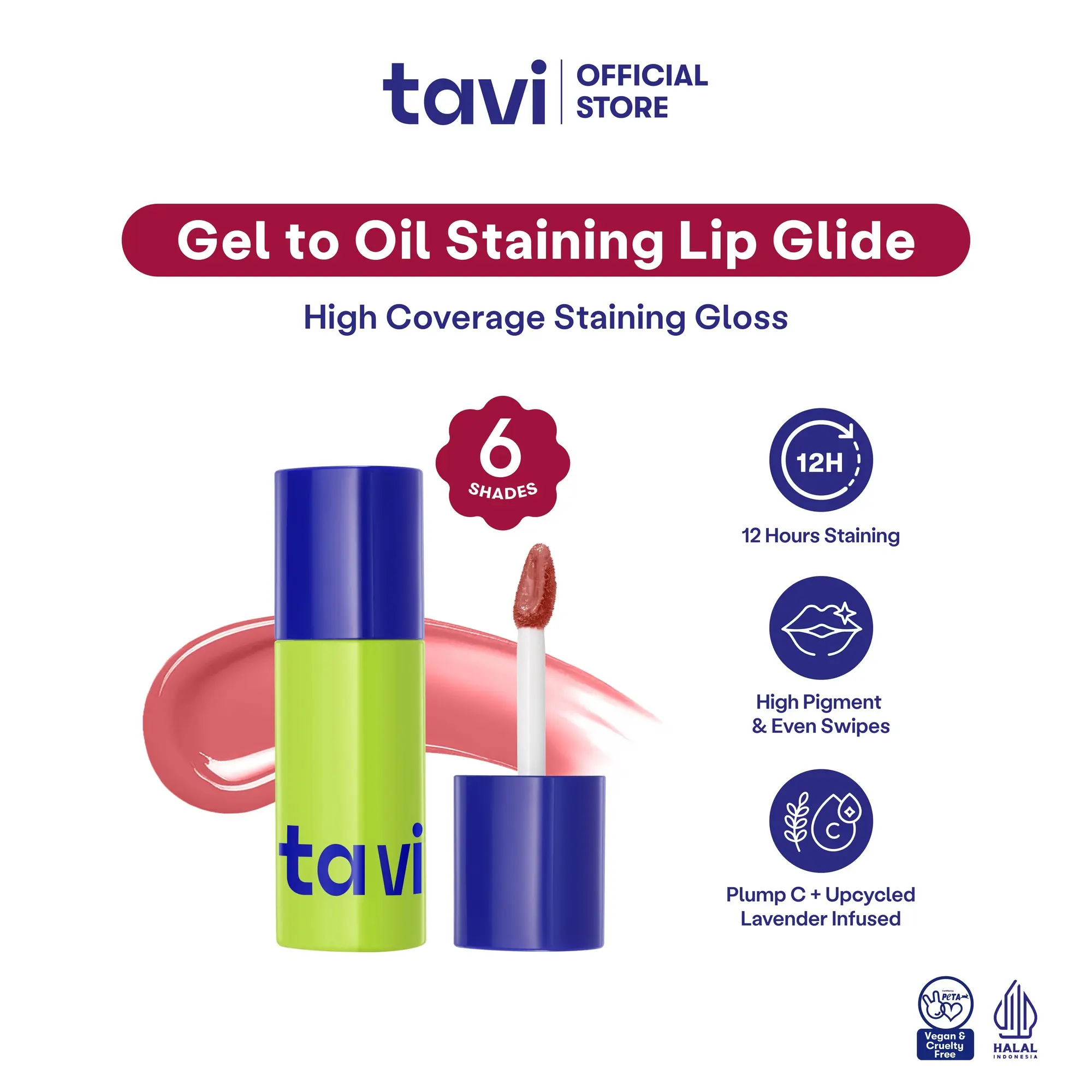 NEW! TAVI Gel to Oil Staining Lip Glide 4 g (Oil Infused Glossy Lip Tint) - Liptint Tahan 12 Jam | Ringan & Melembapkan | Cocok untuk Semua Undertone Kulit Sawo Matang Kuning Langsat | Bundle Lip Glide atau Bundle Lip Tint Glossy