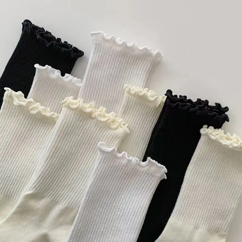 Kaos kaki renda jamur kaos kaki pertengahan betis wanita dengan kaos kaki Mary Jane yang lucu 1