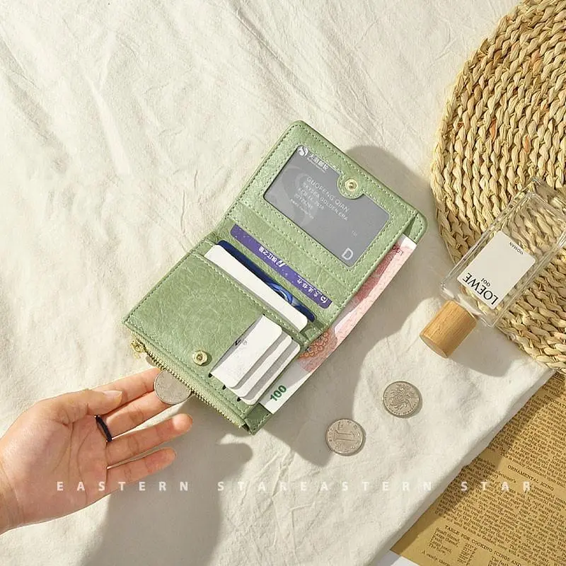 Ví Da PU Ngắn Cho Nữ, Ví Gấp, Retro, Đựng Tiền Xu 4