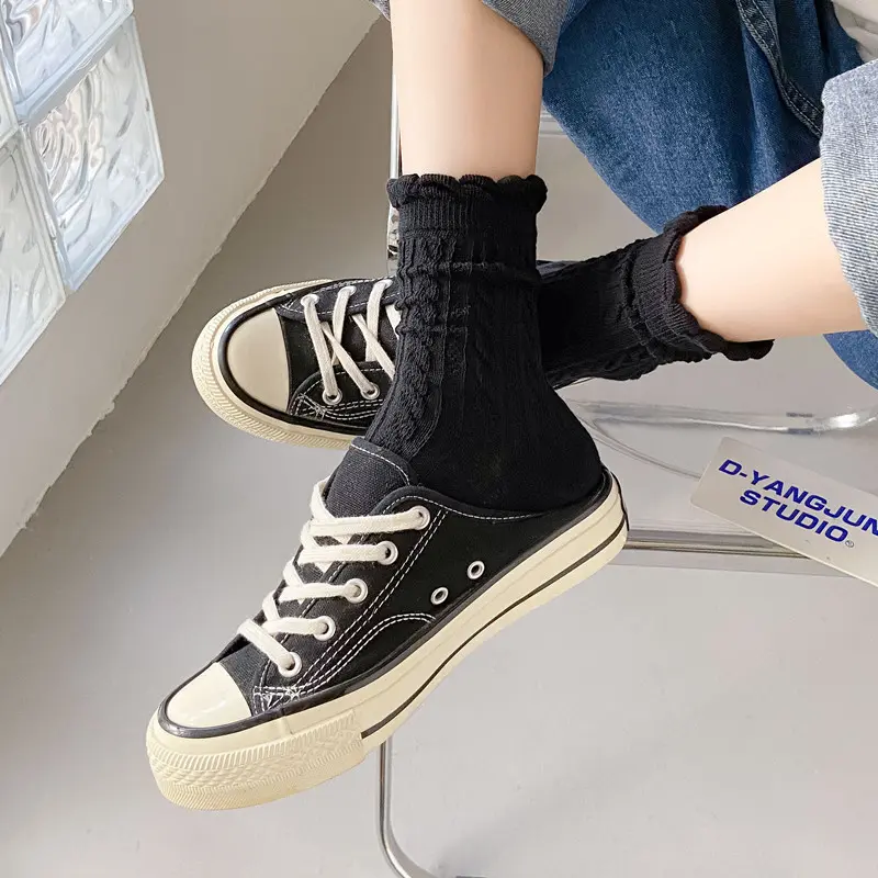 KAOS KAKI WANITA PENDEK ANKLE SOCKS RENDA POLOS REMAJA CEWEK IMPORT LEMBUT [ 965 962 ] 2