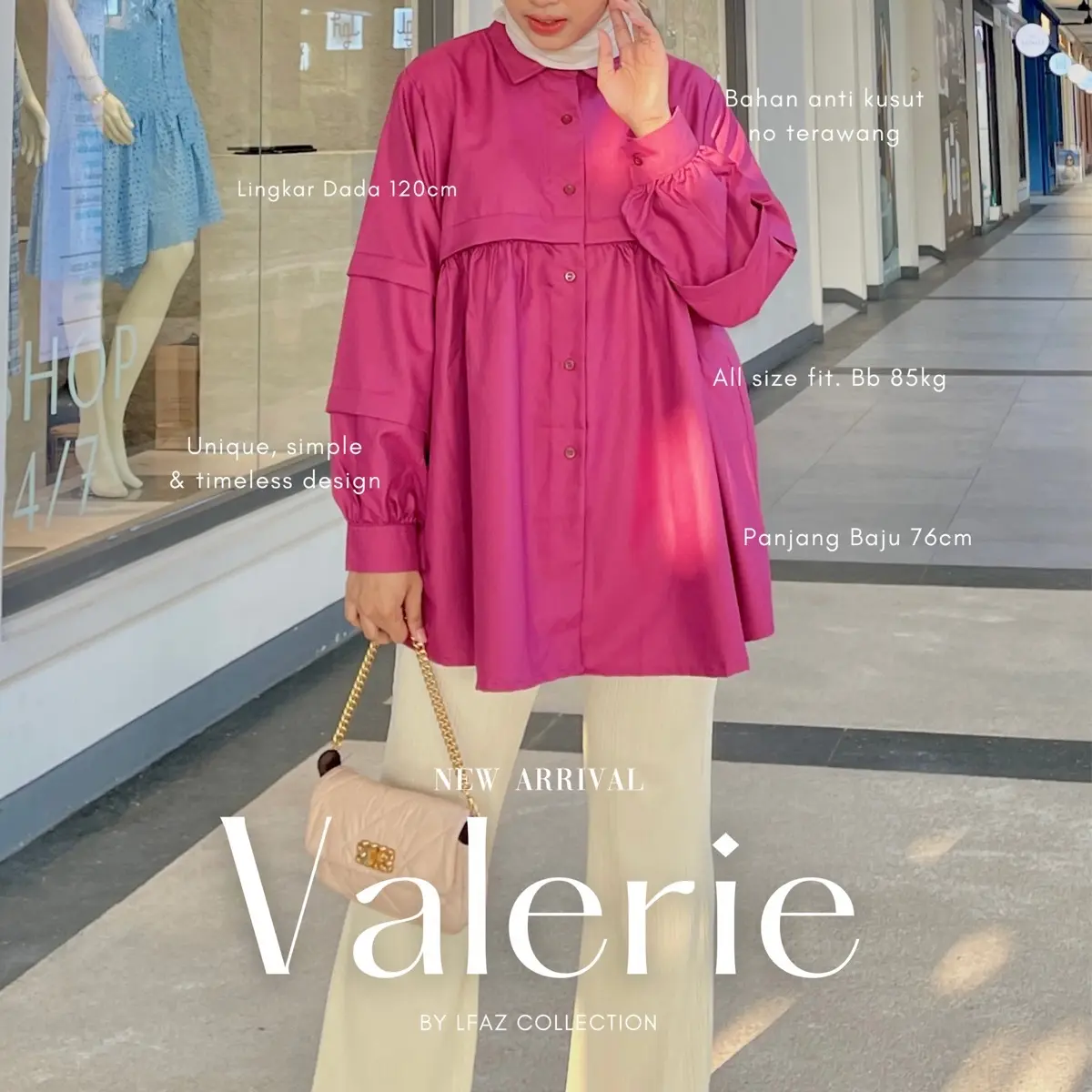 BY LFAZ Valerie Shirt | Kemeja Kerja - Kuliah Katun Premium Kancing  Kerah  Casual Wanita Muslim Nyaman Atasan Basic Baju Oversize