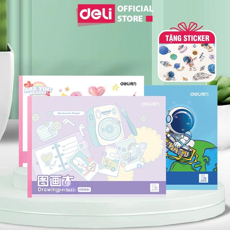 Sổ tập vẽ học sinh Deli 60 trang A4 - Vở vẽ tờ hình cute, chống lóa, phù hợp với trẻ nhỏ, học sinh tiểu học BE30 A-B-C