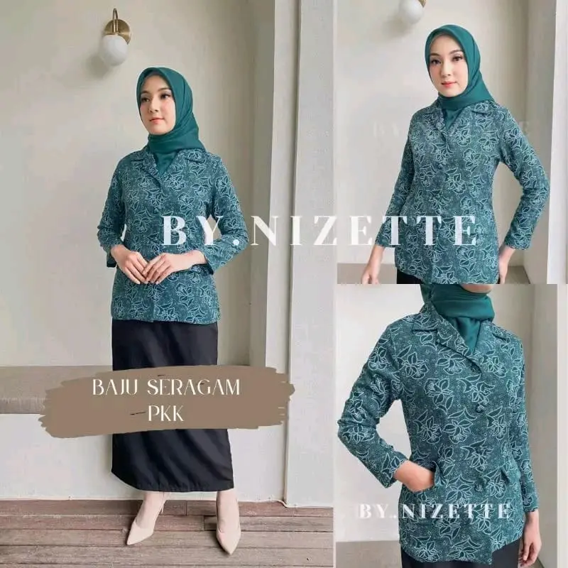 SERAGAM PKK WANITA NASIONAL TERBARU WARNA HIJAU TOSCA LAPIS FURING HALUS | Seragam PKK Wanita | Baju PKK Nasional Blazer Panjang