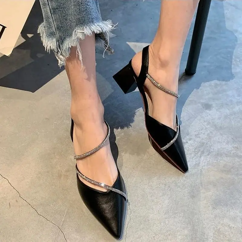 DM SHOES - SANDAL HEELS PESTA/FORMAL/LEBARAN HAK CHUNKY 5 CM MOTIT GLITERS SILANG KS 72 3