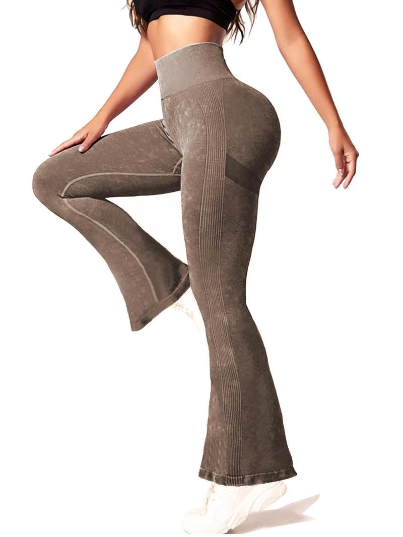 Product Introduction of Women's Solid High Waist Flare Leg Leggings, Casual Comfy Bell Bottom Tummy Control   Pants for Yoga Gym Workout, Ladies Bottoms for Spring & Fall 5