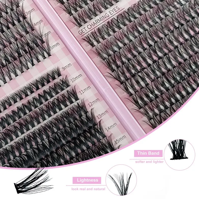 Individual False Eyelashes Kit, 640pcs Mixed Length & Styles Natural Look Eyelash Extensions with Tools, Self Grafting Curl Eyelashes, Eye Makeup Tool, Makeup, Lash Clusters Kit 5