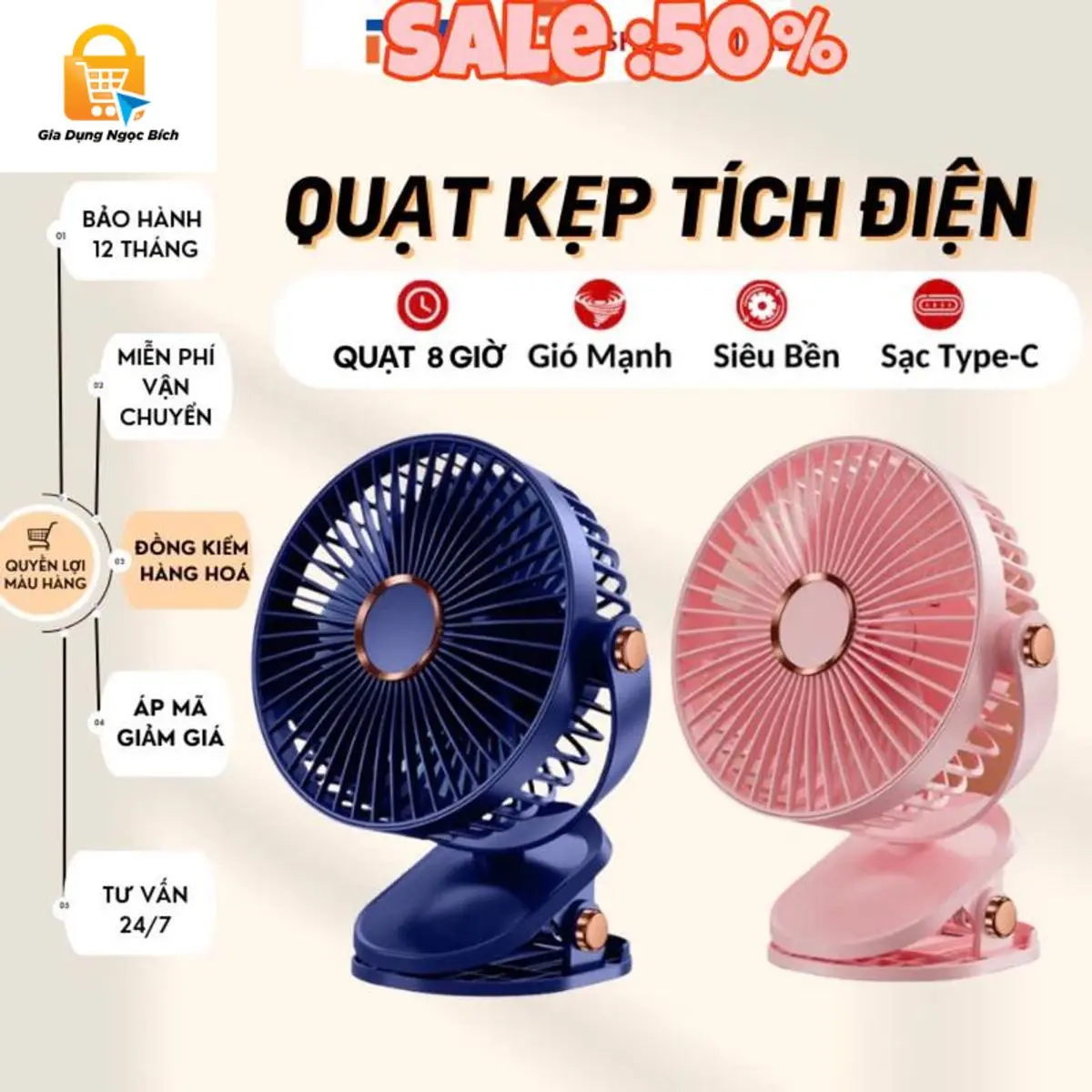 Quạt tích điện mini để bàn,pin 15000mah Quạt kẹp bàn, Kẹp Xe Đẩy xoay, 360 độ Quạt kẹp để bàn tích hợp đèn ngủ,3 Chế Độ GiÓ,Siêu Tiện Lợi tự động, Hang loai 1