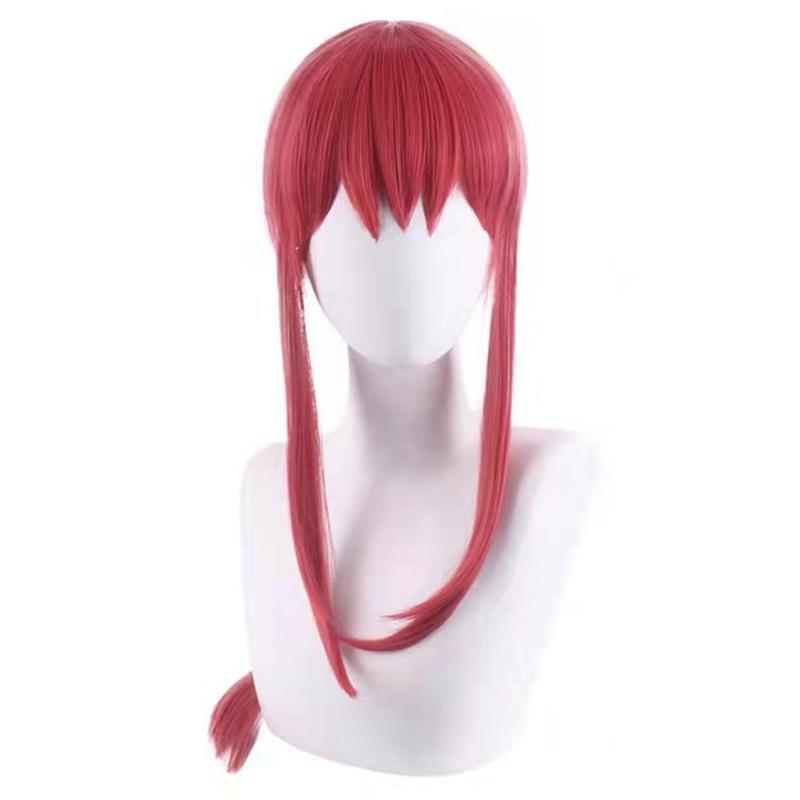 Phụ Kiện Tóc Giả Hóa Trang Anime Makima, Dành Cho Nữ, Cosplay Người Máy Cưa Xích, Tóc Tổng Hợp Bện Thẳng Dài, Thích Hợp Cho Halloween, Tóc Giả Dự Tiệc Nhập Vai Màu Đỏ 4