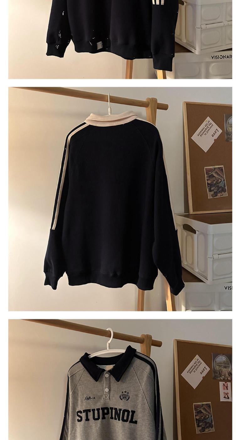 Product Introduction of Áo Polo Phong Cách Preppy Mỹ, Hàng Mới Về Năm 2024, Thiết Kế Sọc Và Màu Tương Phản, Chắp Vá, Dành Cho Nam Và Nữ, Dáng Rộng Vừa Vặn, Dài Tay, Áo Mặc Bên Trong Cơ Sở, Thời Trang Menswear Shirt 9