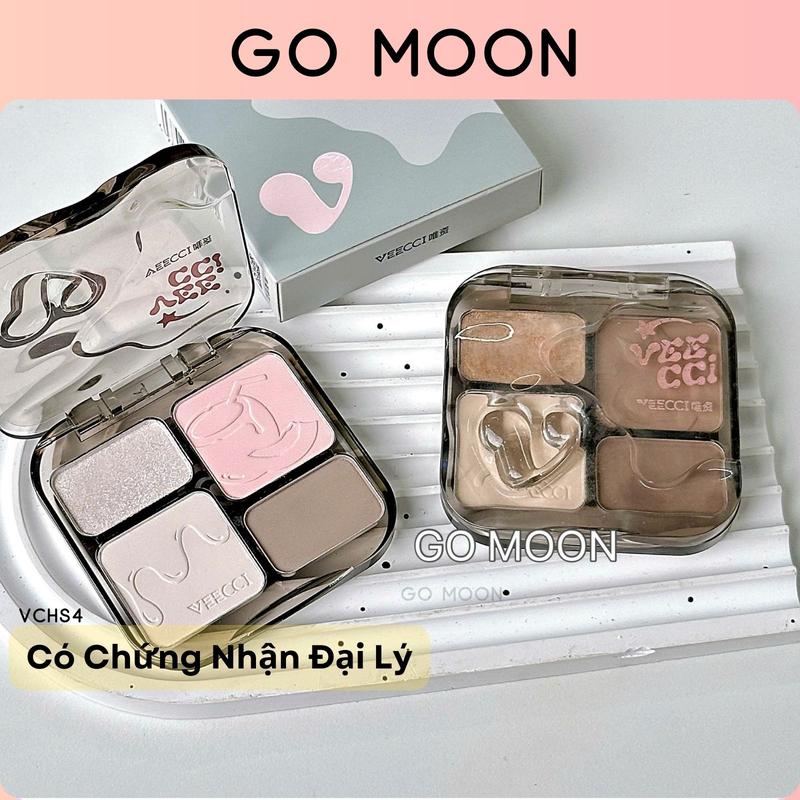 VEECCI Bảng Phấn Bắt Sáng Và Tạo Khối VEECCI 4 ô màu kèm má hồng Tự Nhiên Lâu Trôi Chống Nước 8g VCHS4 Mỹ Phẩm Cosmetic Trang Điểm Nữ Women bảng  mắt khối vecci