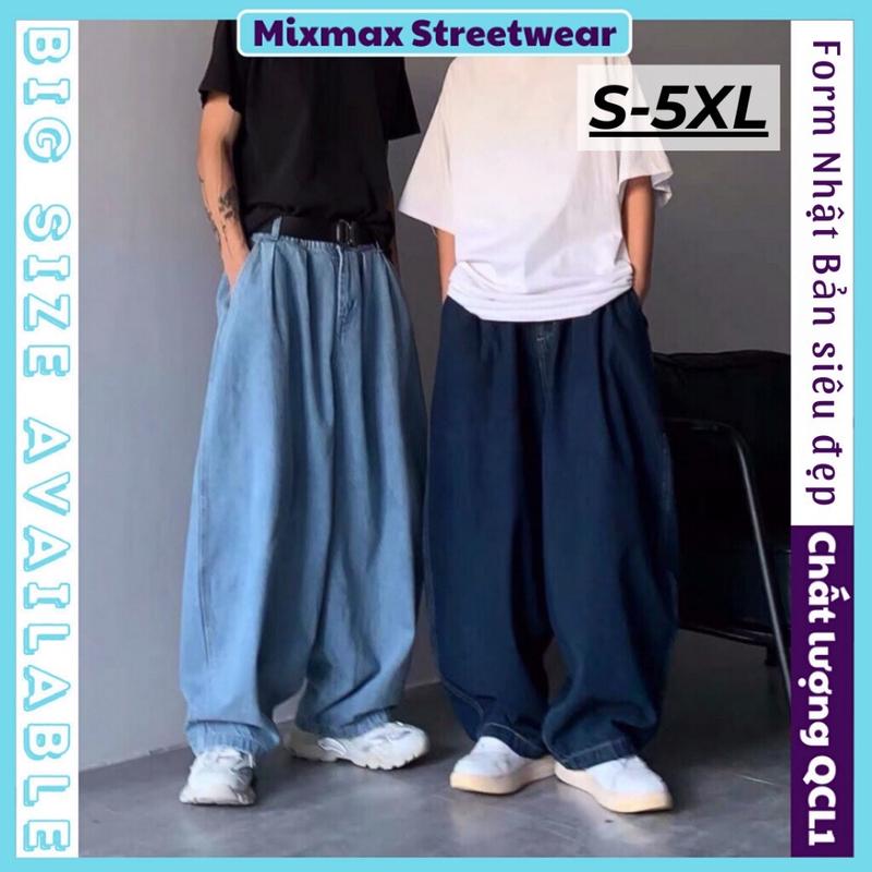 [SẴN+ẢNH THẬT-CÓ BIG SIZE] Quần bò jeans ống siêu rộng oversize style Nhật Bản màu xanh trơn unisex hiphop siêu chất - Wideflow Jean