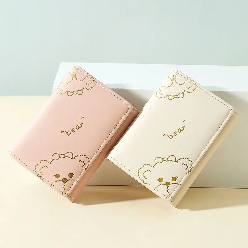 Ví Nhỏ Gấp, Siêu Mỏng, Dành Cho Nữ, Phong Cách Hàn Quốc, Ngọt Ngào Và Tự Nhiên, Chủ Thẻ Hai Trong Một Hình Gấu Hoạt Hình, Thích Hợp Cho Học Sinh, Quà Tặng Giáng Sinh Và Khuyến Mãi Wallet 1