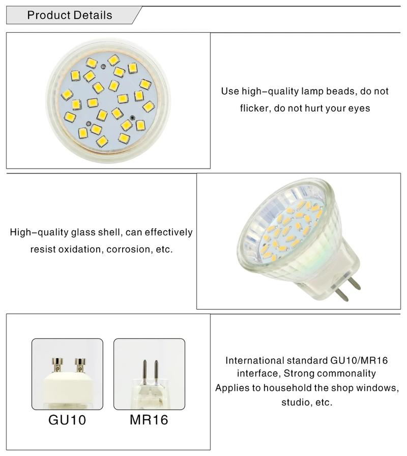 Product Introduction of Led Spotlight GU10 Mr16 Mr11 220V 12V 3W 5W Lights Led Lamps Glass Body Spot Light Bulb lampada led Lighting Ac220v Glass body 18