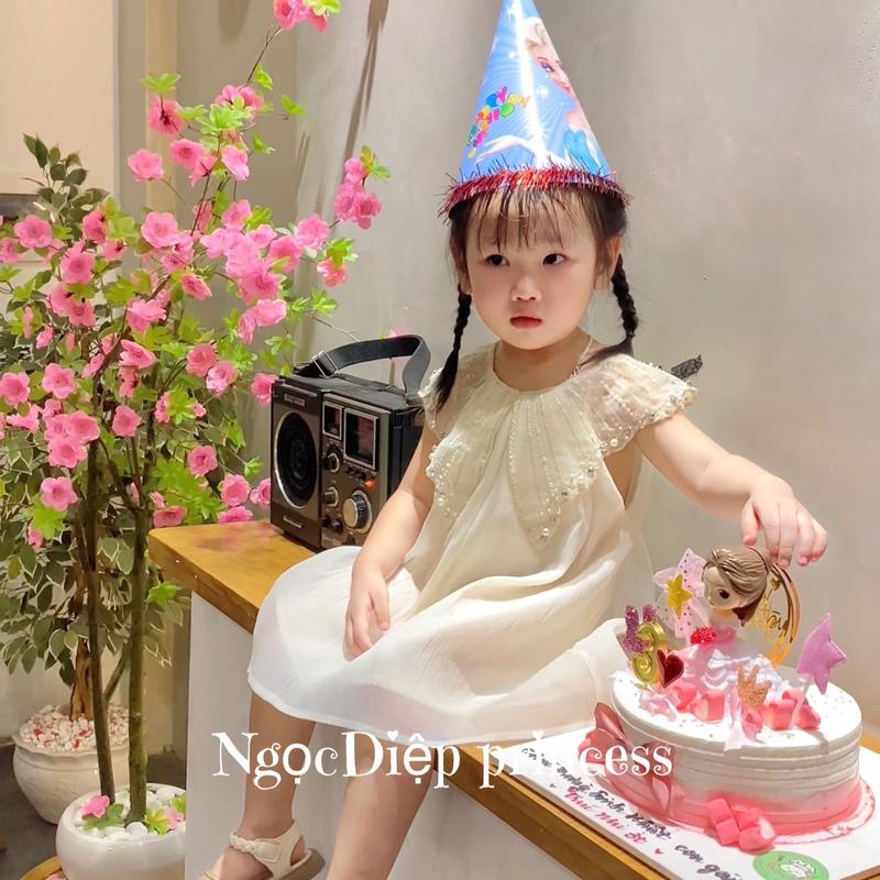 Váy bé gái váy tiểu thư màu kem cực sang chảnh cho bé yêu D122