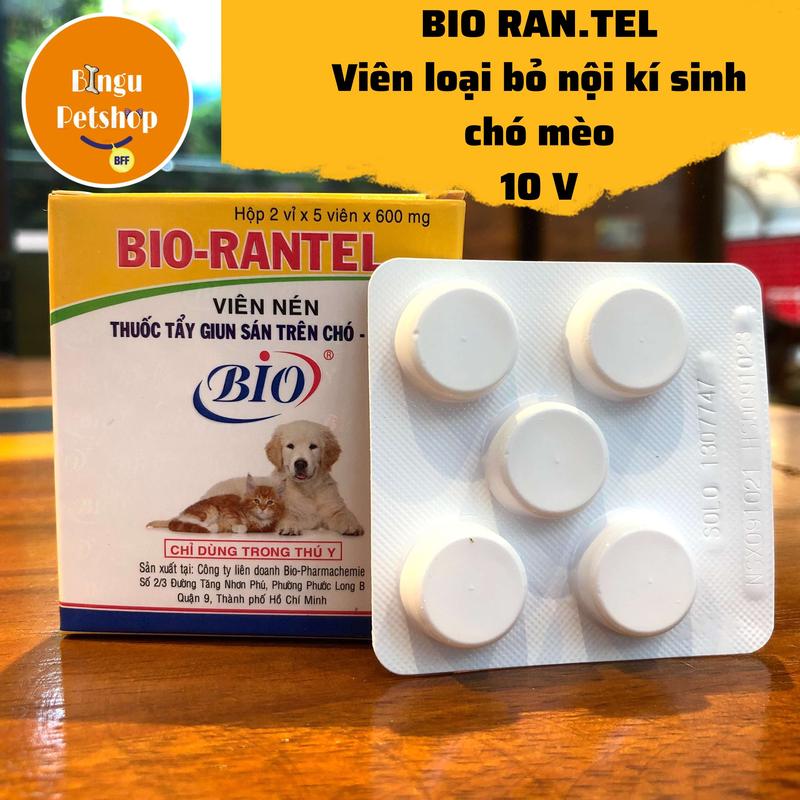 HỘP 10 VIÊN BIO RANTEL VIÊN XỔ GIUN SÁN CHÓ MÈO HỘP 10 VIÊN