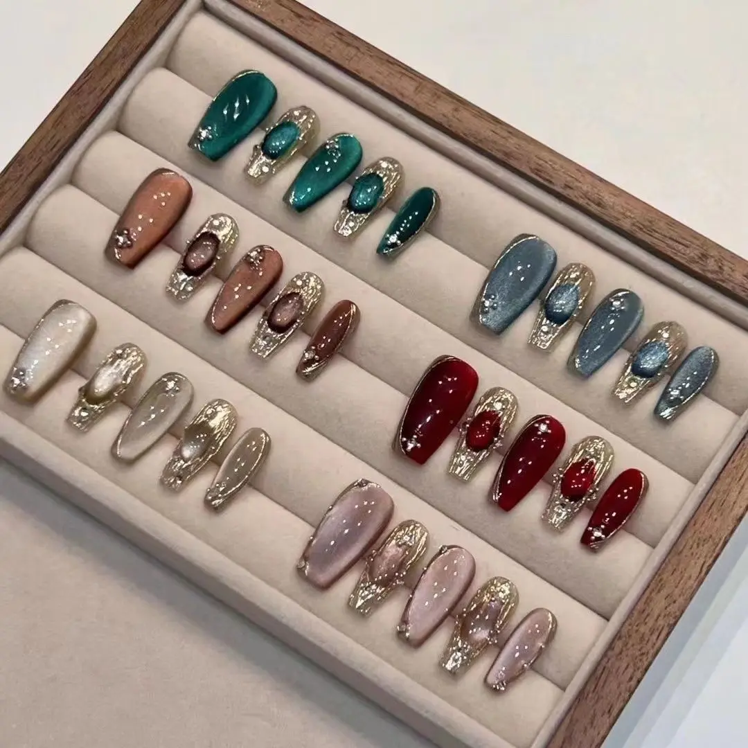 Buccellati Multi-color Multi-shaped Cat's Eye Crystal Sparkling Nail Stickers Super Fairy Brightening Internet Celebrity Handmade Wearable Nails