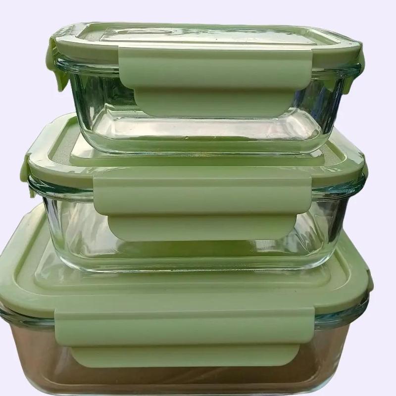 Bộ 3 hộp thủy tinh chữ Nhật dung tích 1000ml, 680ml, 410ml