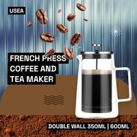 Gambar USEA French Press Coffee and Tea Maker Pot Plunger Double Wall Brorosilicate 350ml 600ml - TH01 - Transparan, 600 ml dari Usea Official Store Kota Administrasi Jakarta Barat 1 Tokopedia