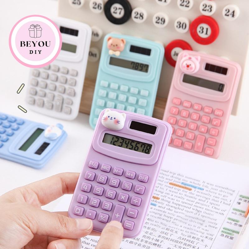 Máy Tính Cầm Tay Mini Bỏ Túi Dễ Thương Họa Tiết Hoạt Hình Đáng Yêu Dùng Pin